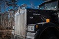 NISSWA, MN - 25 APR 2023: Front of vintage working diesel truck